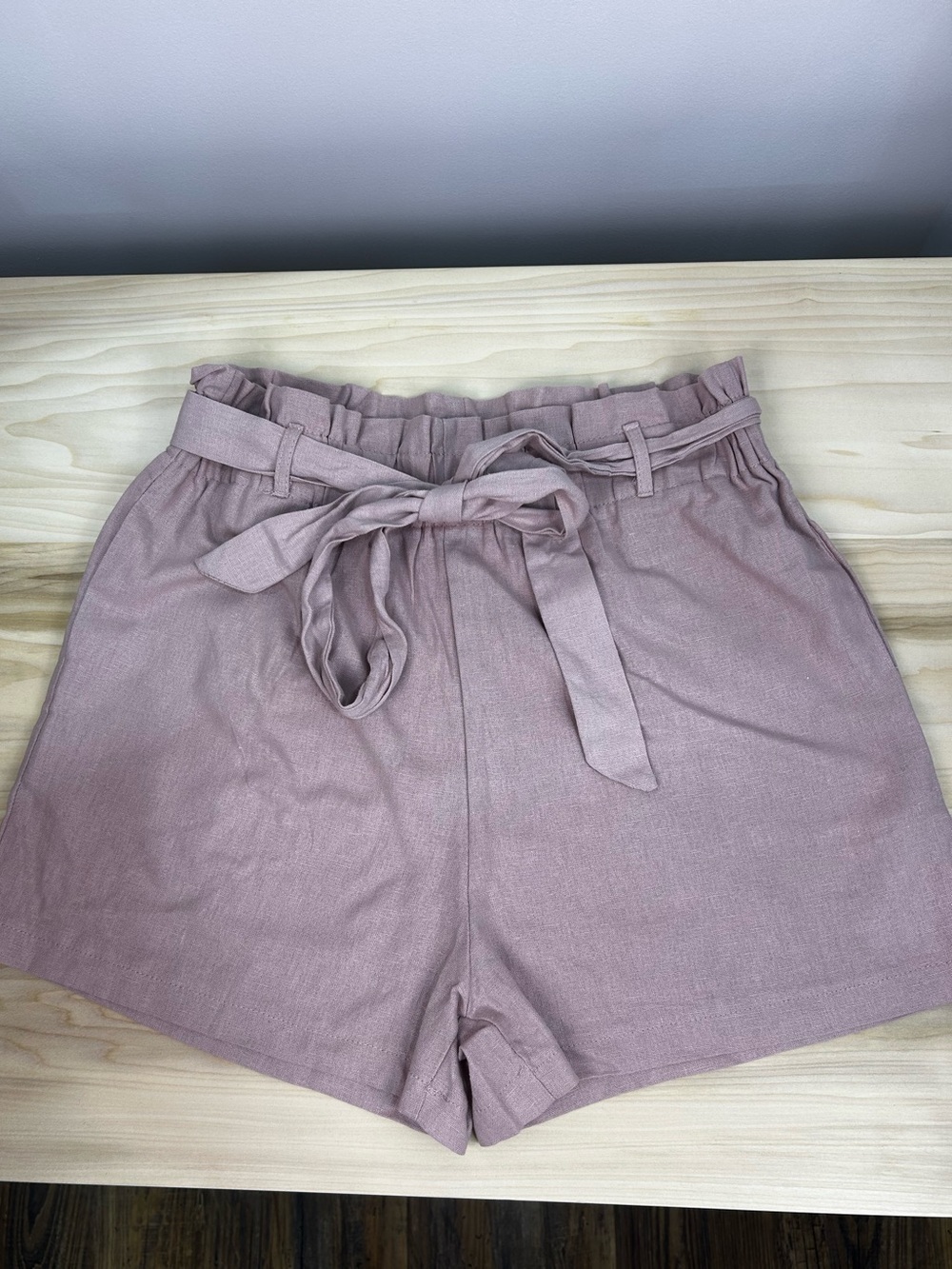 NWOT Heart Hips High-Waist Paperbag Tie Shorts - Dusty Rose
